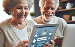 Senioren am Bildschirm für Telemedizin